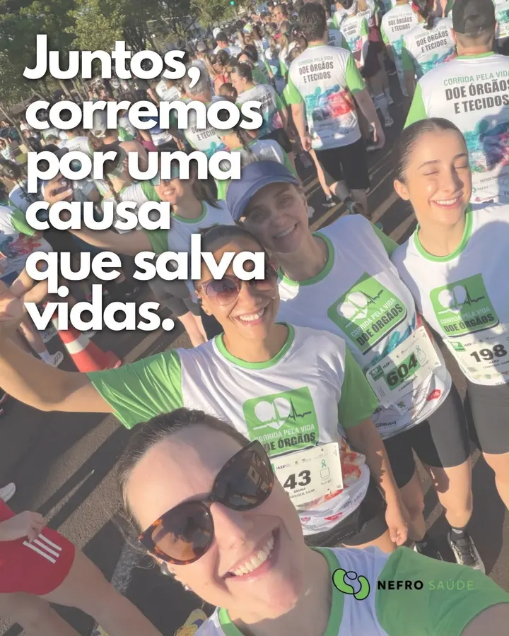 Publicação da Nefro Saúde no Instagram: Juntos, corremos por uma causa que salva vidas